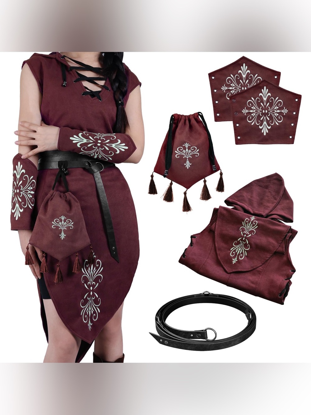 Hiifeuer Faux Leather Elf Costume Women’s Size XL Halloween Renaissance Cosplay